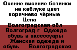 Осенне-висение ботинки на каблуке цвет коричнево-чёрные. › Цена ­ 500 - Волгоградская обл., Волгоград г. Одежда, обувь и аксессуары » Женская одежда и обувь   . Волгоградская обл.,Волгоград г.